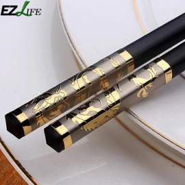 Chinese Gold Dragon Style Chopsticks Non-slip Alloy Sushi Chop Sticks Flatware Luxury Household Chopsticks 1 Pair CFC0932