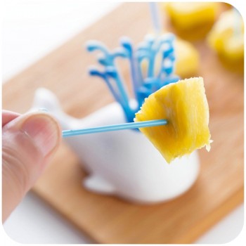 Creative cute fruit pick whale food pink dessert cake fork holder dining table decor home kitchen useful party utensils