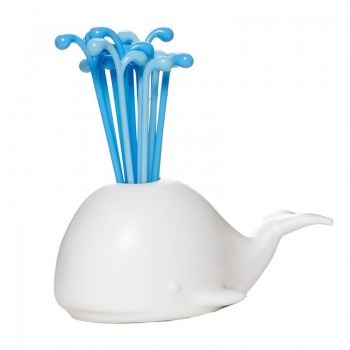 Creative cute fruit pick whale food pink dessert cake fork holder dining table decor home kitchen useful party utensils