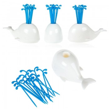 Creative cute fruit pick whale food pink dessert cake fork holder dining table decor home kitchen useful party utensils