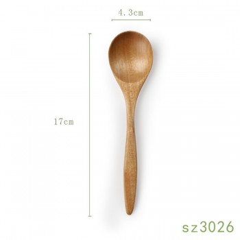 Top Sale 18.5*3.5cm Taiware Creative wooden Spoon Kitchen cooking accessories rice spoon Natural children health wood soup spoon