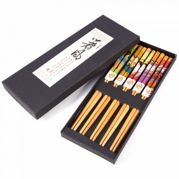 5 Pairs Japanese Korean Reusable Chopsticks Natural Wood Chopsticks Chinese Set Handmade Gift Pack Hashi Sushi Food Sticks
