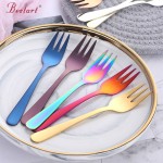 7pcs Colorful 18/8 stainless steel Fruit Fork kitchen Set Cutlery Cake Dessert Fork For Snack Tableware Tea Fork dinnerware set