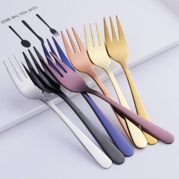 7pcs Colorful 18/8 stainless steel Fruit Fork kitchen Set Cutlery Cake Dessert Fork For Snack Tableware Tea Fork dinnerware set