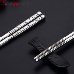 BalleenShiny Stainless Steel 12 Constellation Chopsticks 23.5cm Anti-slip Mirror Polished Chopsticks Delicate Kitchen Tableware