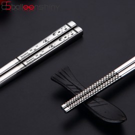 BalleenShiny Stainless Steel 12 Constellation Chopsticks 23.5cm Anti-slip Mirror Polished Chopsticks Delicate Kitchen Tableware