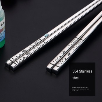 BalleenShiny Stainless Steel 12 Constellation Chopsticks 23.5cm Anti-slip Mirror Polished Chopsticks Delicate Kitchen Tableware