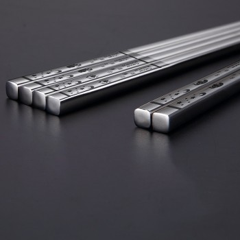 BalleenShiny Stainless Steel 12 Constellation Chopsticks 23.5cm Anti-slip Mirror Polished Chopsticks Delicate Kitchen Tableware