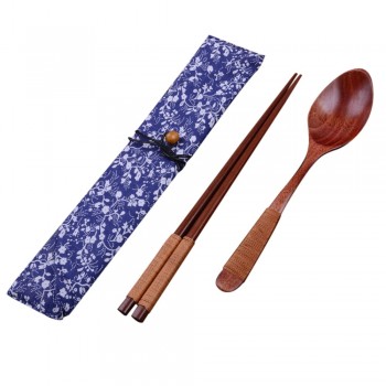 1 set Chinese Chopsticks Environmentally Friendly Portable Wooden Cutlery Sets Wooden Chopsticks And Spoons Travel Suit 18Oct