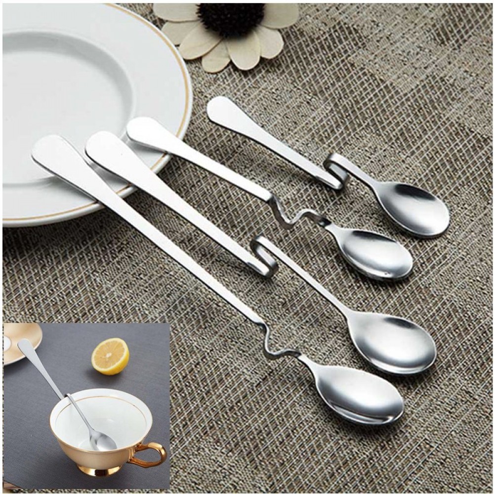 1PCS Bend Stainless Steel Coffee Spoon Ice Cream Dessert Tea Spoon For Picnic Kitchen Accessories Tableware -35