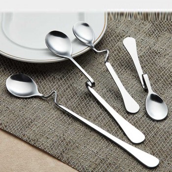 1PCS Bend Stainless Steel Coffee Spoon Ice Cream Dessert Tea Spoon For Picnic Kitchen Accessories Tableware -35