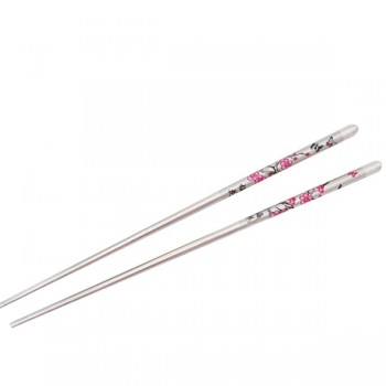 5 Pairs/lot Chopsticks Plum Flower Pattern Minion Chop Sticks Palillos Metal Chopsticks Korean Stainless Steel Chopstick