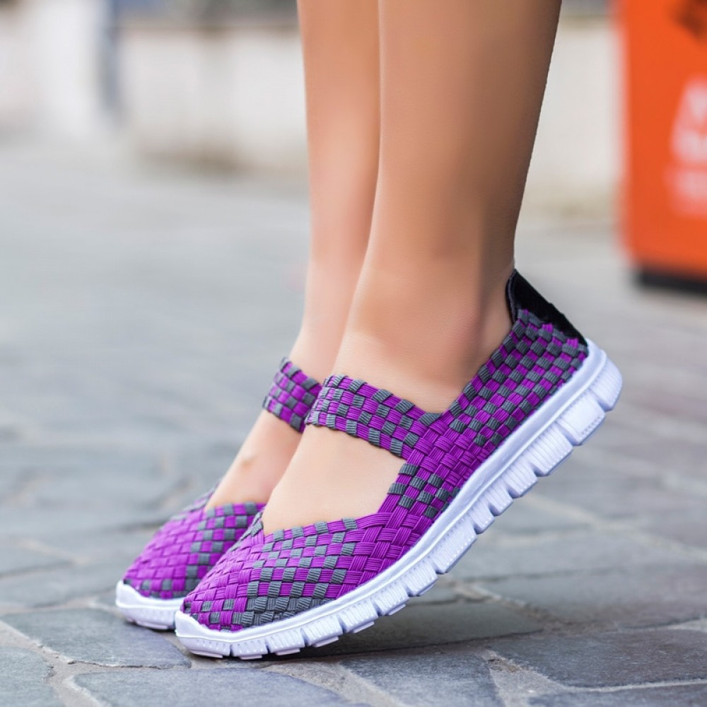 2018 Women Sports Shoes Spring Summer Breathable Handmade Girls Woven Flats Comfortable Lightweight Wovening Shoes Sneakers