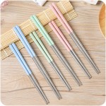 1 Pair Korean Chopsticks 304 Stainless Steel Silver Iron Anti Skid Household Metal Chinese Japanese Style Reusable Chopsticks