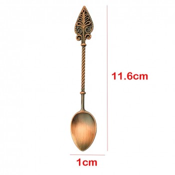 Retro Luxury Alloy Coffee Ice Cream / Jam Spoon Small Mini Carved Gold Silver and Copper Dessert Spoon Tea Spoon