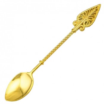 Retro Luxury Alloy Coffee Ice Cream / Jam Spoon Small Mini Carved Gold Silver and Copper Dessert Spoon Tea Spoon