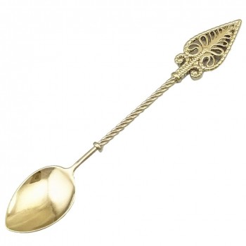 Retro Luxury Alloy Coffee Ice Cream / Jam Spoon Small Mini Carved Gold Silver and Copper Dessert Spoon Tea Spoon
