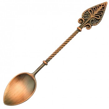 Retro Luxury Alloy Coffee Ice Cream / Jam Spoon Small Mini Carved Gold Silver and Copper Dessert Spoon Tea Spoon
