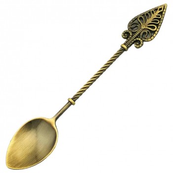 Retro Luxury Alloy Coffee Ice Cream / Jam Spoon Small Mini Carved Gold Silver and Copper Dessert Spoon Tea Spoon