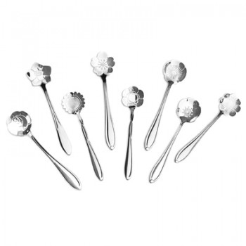 8 Pieces Stainless Steel Creative Flower Coffee Spoon Tableware Tea Spoons Ice Cream Spoon Set Sliver Gold Tableware Coffee Tool