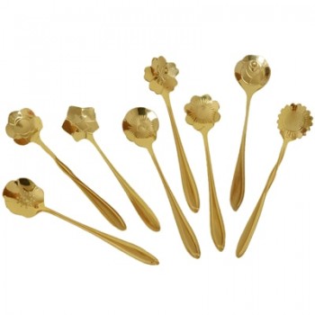 8 Pieces Stainless Steel Creative Flower Coffee Spoon Tableware Tea Spoons Ice Cream Spoon Set Sliver Gold Tableware Coffee Tool
