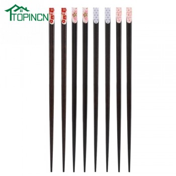 Sakura  Pattern Durable Wooden Chopsticks Handmade Japanese Natural Chestnut Wood Chopsticks Set Sushi Chinese Food Tools