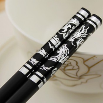 1 Pair 27cm Gold Dragon Phoenix Chinese Japanese Chopsticks Non-Slip Alloy Sushi Chop Sticks Set Chinese Gift