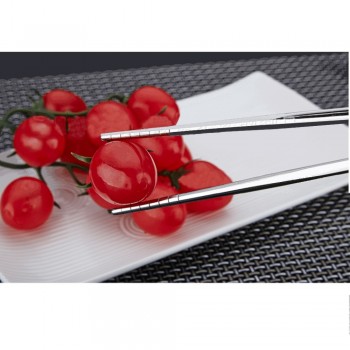 1 pair of stainless steel cutlery length 19 cm reusable chopsticks tableware silver iron non-slip household metal China M3