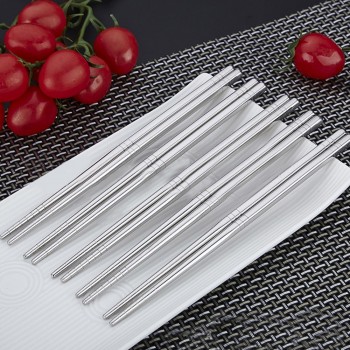 1 pair of stainless steel cutlery length 19 cm reusable chopsticks tableware silver iron non-slip household metal China M3