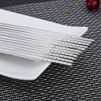 1 pair of stainless steel cutlery length 19 cm reusable chopsticks tableware silver iron non-slip household metal China M3