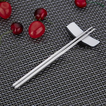 1 pair of stainless steel cutlery length 19 cm reusable chopsticks tableware silver iron non-slip household metal China M3