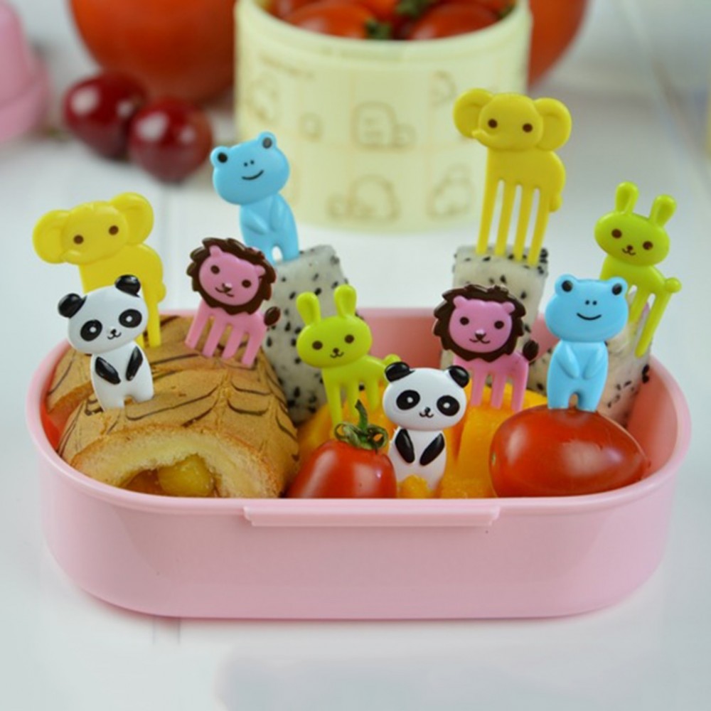 Hot Stylish 10pcs Cartoon Animal Food Fruit Picks Forks Home Party Accessory Decor Tool