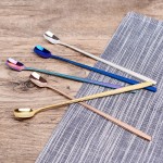 Stainless Steel Stirring Spoon Long Handle Coffee Spoon Dessert Coffee Stir Bar Ice Cream Cold Drink Juice Ice Spoon