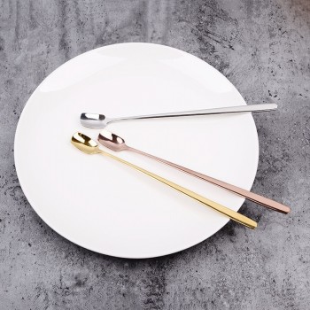 Stainless Steel Stirring Spoon Long Handle Coffee Spoon Dessert Coffee Stir Bar Ice Cream Cold Drink Juice Ice Spoon