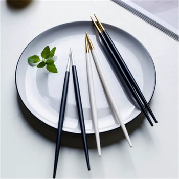 Chic Titanium Stainless Steel Double Tip Chopsticks Restaurant Home Hotel Sushi noodles Reusable Chopsticks Tableware Set 1PC