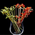 100pcs/Set Long Disposable Bamboo Fork Twisted Party Buffet Fruit Desserts Food Cocktail Sandwich Fork Stick Skewer 12cm