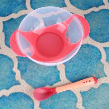 Portable cutlery fork tableware childrens bricks Sensing temperature sucker silicone handle  for children
