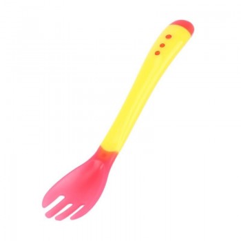 Portable cutlery fork tableware childrens bricks Sensing temperature sucker silicone handle  for children