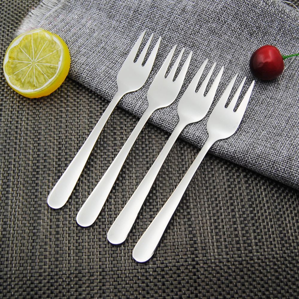 4 Pcs Stainless Steel Cocktail Dessert Fork Tasting Appetizer Cake Fruit Forks