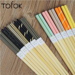 Tofok Chopsticks 5 Pair Japanese Korean Bamboo Reusable Chop Stick Hashi Sushi Food Stick Handmade Tableware Kitchen Home Hotel