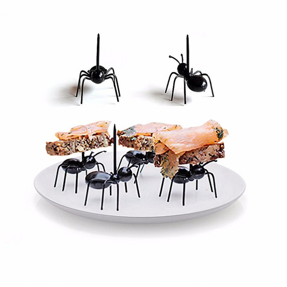 12pcs DIY Mini Cos Ant Fruit Fork Plastic Decoration Kitchen Bar Kids Dessert Forks Tableware animal food pick Ant toothpick