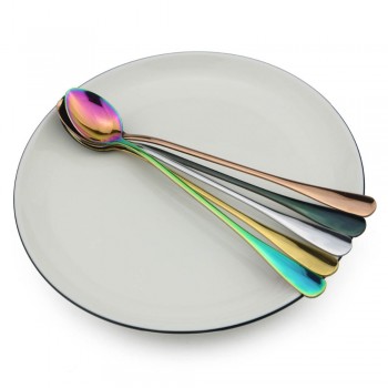 Ranibow Stainless Steel Long Handle Coffee Spoon Black Gold Coffee Scoops Juice Ice Cream Stirring Dessert Tea Spoon Set