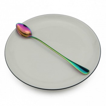 Ranibow Stainless Steel Long Handle Coffee Spoon Black Gold Coffee Scoops Juice Ice Cream Stirring Dessert Tea Spoon Set