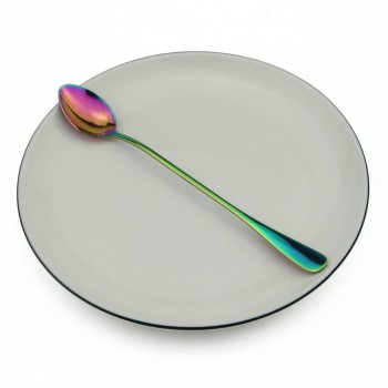 Ranibow Stainless Steel Long Handle Coffee Spoon Black Gold Coffee Scoops Juice Ice Cream Stirring Dessert Tea Spoon Set