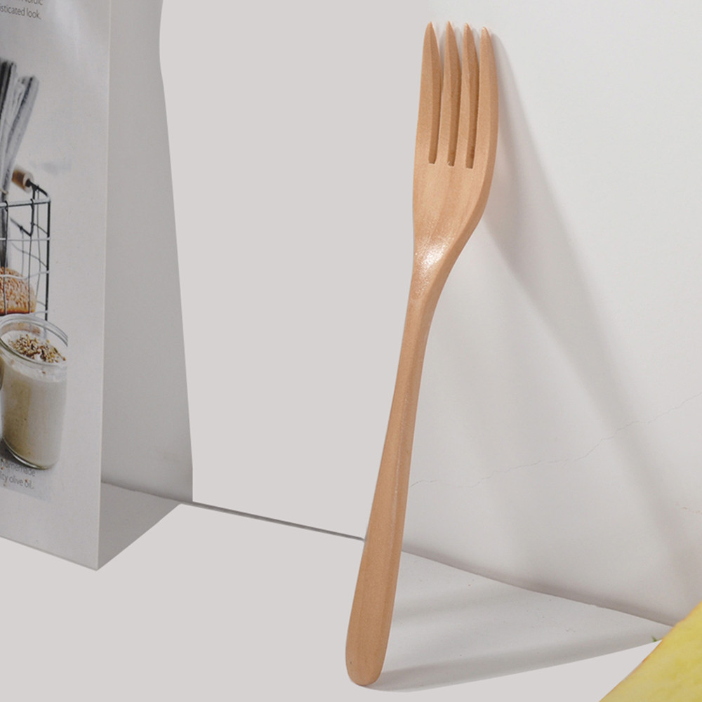 Natural mini wooden spoon fork kitchen cooking teaspoon seasoning utensils coffee fork children ice cream tableware tools  M3