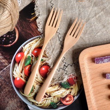 Natural mini wooden spoon fork kitchen cooking teaspoon seasoning utensils coffee fork children ice cream tableware tools  M3