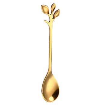 Creative Leaf Shape Handle Coffee Spoon Teaspoon Dessert Snack Scoop Fork Couple Spoon/Fork Kitchen Accessories Tableware