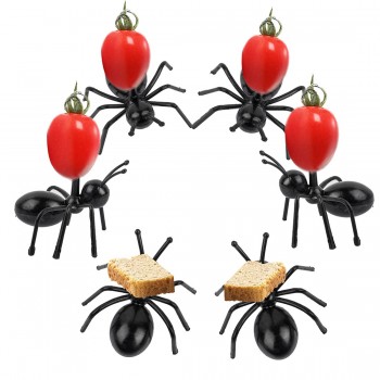 12Pcs Mini Ant Fruit Fork Plastic Fruit Decoration Kitchen Bar Kids Dessert Forks Tableware Kitchen Gadgets Kitchen Accessories