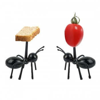 12Pcs Mini Ant Fruit Fork Plastic Fruit Decoration Kitchen Bar Kids Dessert Forks Tableware Kitchen Gadgets Kitchen Accessories