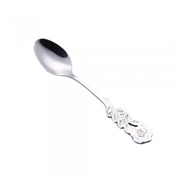 Stainless Steel With Long Handle Ice Spoon Coffee Spoon Tea Stainless Flower Spoon Coffee Tea Spork Flatware Dessert Salad Tool